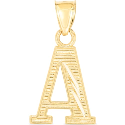 Floreo 10k Yellow Gold 0.45" Personalized Lighting Alphabet Letter A - Z Initial Charm Pendant with optional Extendable Chain Necklace - size: Pendant Only, style: - A -