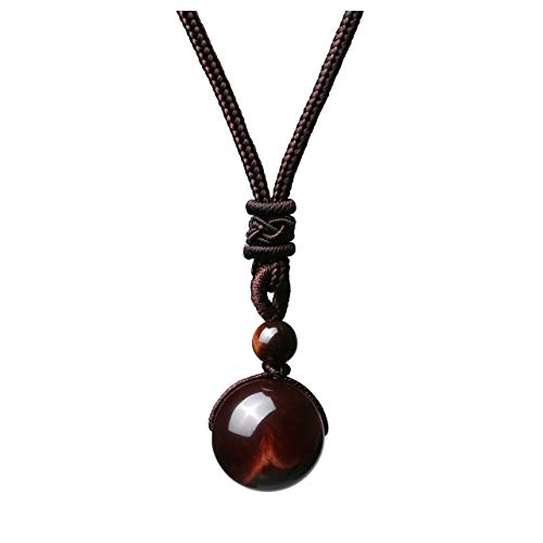 Jovivi Healing Crystals Necklace Natural Tiger Eye Amethyst Lucky Blessing Protection Chakra Beads Stone Pendant for Women Men Adjustable - color: Red Tiger Eye