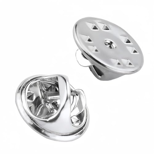 50 Pieces Lapel Butterfly Clutch Pin Backs - Metal Enamel Backing Replacement for Craft Making (Silver)