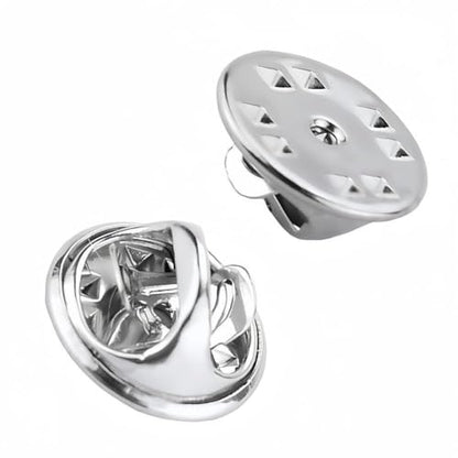 50 Pieces Lapel Butterfly Clutch Pin Backs - Metal Enamel Backing Replacement for Craft Making (Silver)
