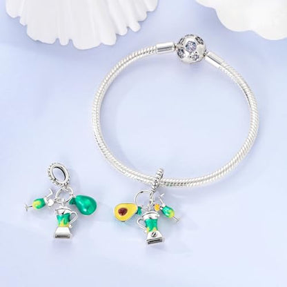Hapour 925 Sterling Silver Charms for Bracelet Necklace Dangle Pendant Bead | Bear Charm, Elephant Zebra Cat Dream catcher Family Birthday European Jewelry Charm, For Women Mom - color: Avocado Juicer