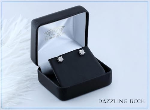 Dazzlingrock Natural Round White Diamond Square Shaped Unisex Stud Earrings | 0.06 Ctw | 925 Sterling Silver - color: 925 Sterling Silver, size: Push Back