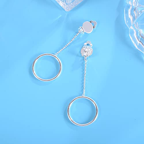 1 inch Hoop Dangle Style Clip On Earrings for No Pierced Ears - color: silver