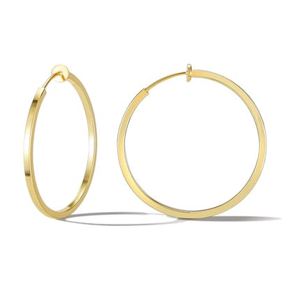 Clip On Hoop Earrings For Women No Piercing Earrrings Spring Hoops for Non-Pierced Ears - color: 4cm/1.57"-gold
