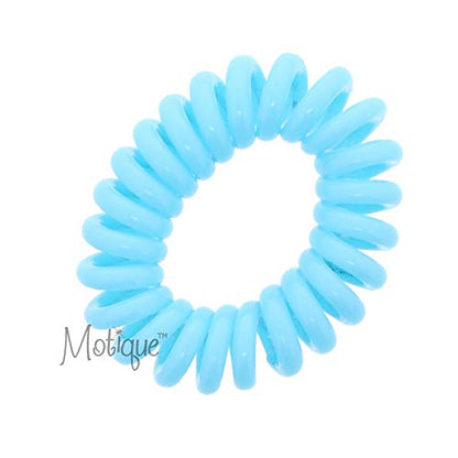 Small Coil Hair Ties For Girls - Set of 6 Aqua - color: Aqua