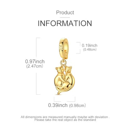 LAZA 925 Silver Charms for Bracelets and Necklaces Gold charms for Women | Summer Travel Party Lucky Zodiac Charms Clearance Pendant Beads Christmas Birthday Graduation Gift Jewelry for Women - color: Gemini