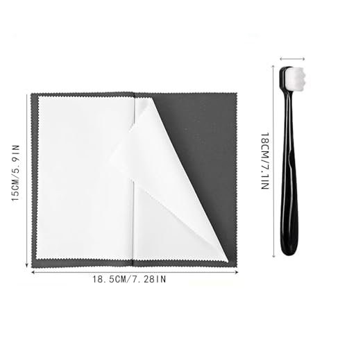 Yiju 2 Pieces Jewelry Cleaning Cloth Silver Cleaning Cloth Kit Silver Jewellery Cleaner Kit Double Sided Use Multifunctional with 2 Brush Flannel PP, Black and Dark Gray - color: Black and Dark Gray