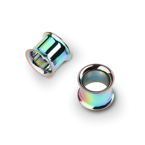 2Pcs G23 Titanium Double Flared Earrings Internally Threaded Gauges for Ears Weights Eyelet Tunnel Plug Stretching Kit From 3mm to 25mm Women Men - color: Rainbow, size: 10mm-000G