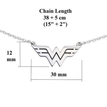 Tapp Collections Stainless Steel Superhero Pendant Necklace - color: Wonder-W / Steel Chain / Gold Color