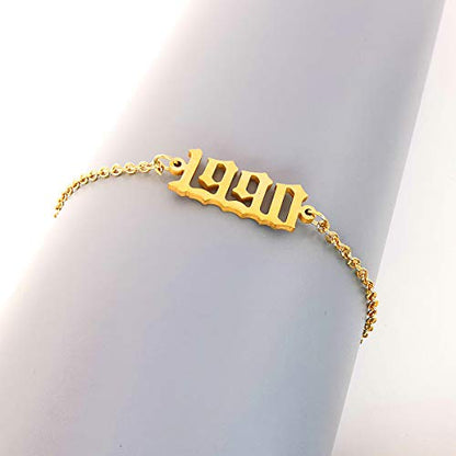 CSIYANJRY99 Birth Year Ankle Bracelets for Women14K Gold Plated Birth Year Number Anklets Adjustable Chain Beach Foot Ankle Bracelets for Women Birthday - style: 1990