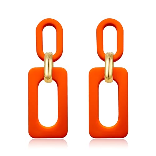 Acrylic Rectangle Earrings for Women, Fashion Square Drop Earrings,Statement Jewelry - color: orange