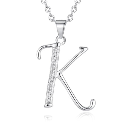VIKI LYNN Dainty Initial Letter Pendant Necklace for Women | Cubic Zirconia Initial Jewelry, Personalized Letter Necklace, Dainty Women Jewelry, Birthday Gift Idea for Her, Mom and Wife - color: Silver, style: Silver-K