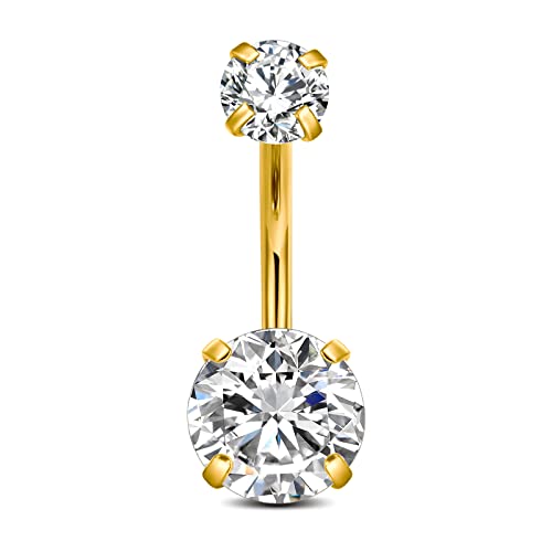 D.Bella 14G Stainless Steel Belly Button Rings 10mm 3/8" Barbell Belly Navel Rings Piercing for Women - style: Style C