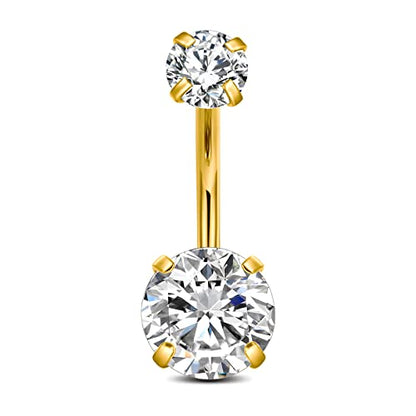 D.Bella 14G Stainless Steel Belly Button Rings 10mm 3/8" Barbell Belly Navel Rings Piercing for Women - style: Style C