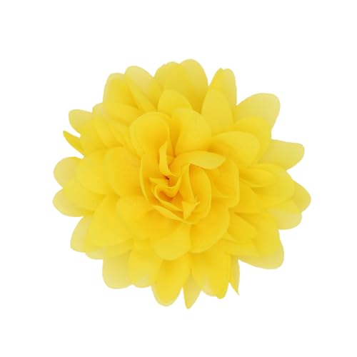Satin Fabric Large Flower Brooch Pin Dainty Handmade Big Rose Flower Brooches Blossom Lapel Pins Silk Camellia Flowers Pin Wedding Dance Prom Party Banquet Dresses Suit Clothes Jewelry for Women - color: Yellow