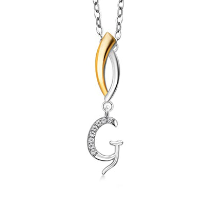 Gem Stone King Initial Pendant Necklace Letter A to Z Alphabet | 925 Sterling Silver | White Moissanite | Gift Women Mother's Day Christmas Wife Mom Girlfriend Anniversary Birthday | By Keren Hanan - style: Initial G