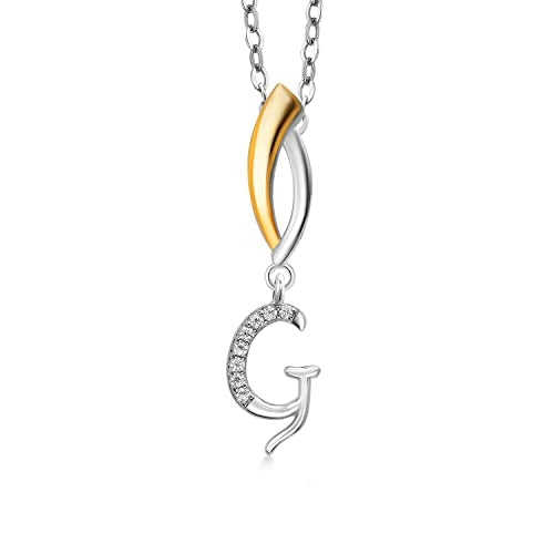 Gem Stone King Initial Pendant Necklace Letter A to Z Alphabet | 925 Sterling Silver | White Moissanite | Gift Women Mother's Day Christmas Wife Mom Girlfriend Anniversary Birthday | By Keren Hanan - style: Initial G