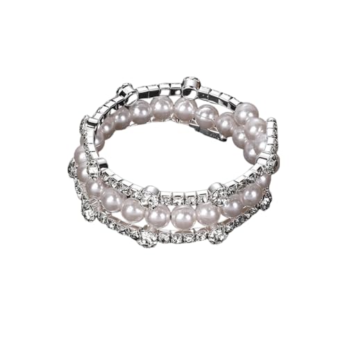 Imitition Pearl Stretch Bracelet Layers Stackable Bangle Bracelet Crystals Pearl Elastic Wristband for Women Wedding Jewelry - color: Sytle 7 Silver