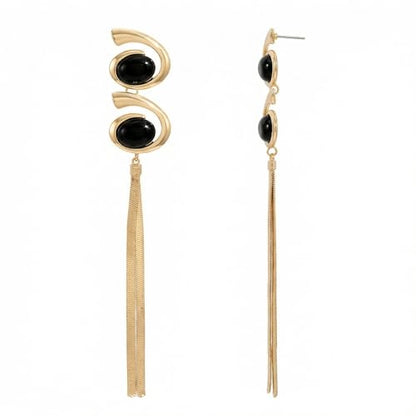 Black and Gold Earrings for Women,Geometric Statement Dangle Earrings with Long Snake Chain Tassel Pendant Earring - color: Gold