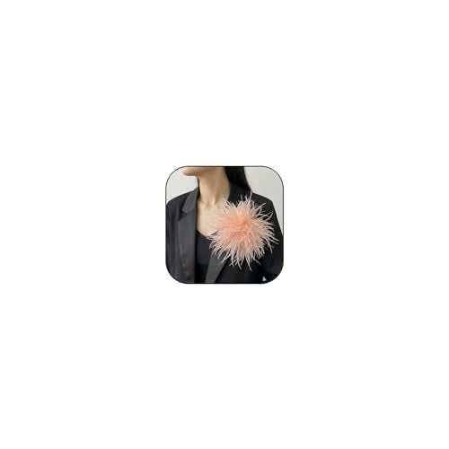 Dainty Feather Flower Brooch Pin for Women Oversized Floral Lapel Pins Elegant Feather Corsage Brooches Suit Clothes Shawl Dress for Wedding Party Banquet Dance Trendy Jewelry 150mm - color: Light Orange