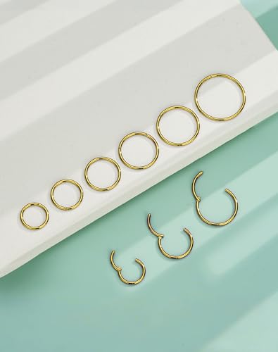 316L Stainless Steel Hoop Earrings, Hinged Segment Earrings Hoop, Cartilage Helix Conch Daith Septum Earrings Hoops - color: Gold, size: 1.2*9mm