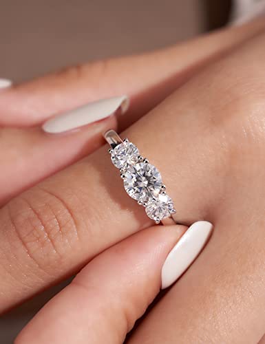 IMOLOVE Moissanite Wedding Band for Women Eternity Bands Moissanite Wedding Rings for Women Sterling Silver Ring Anniversary Band White Gold Plated Size 4-11 - style: 3 Stones