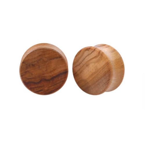 Pair of Olive Wood Saddle Fit Double Flare Ear Lobe Organic Natural Plug 6MM - 25MM E625 - style: 0 Gauge(8mm)
