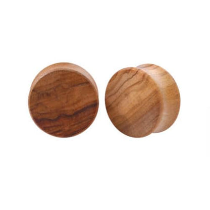 Pair of Olive Wood Saddle Fit Double Flare Ear Lobe Organic Natural Plug 6MM - 25MM E625 - style: 0 Gauge(8mm)