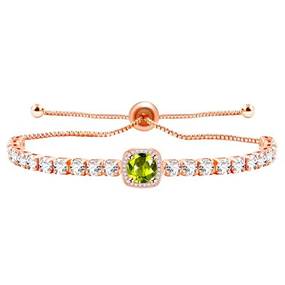 Sparkling CZ Tennis Bracelets for Women, Birthstone Slider Bolo Bracelets Trendy Birthday Valentine's Day Jewelry for Women Lady - color: Greenish