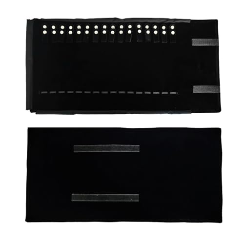 Travel Necklace Organizer, Portable Velvet Jewelry Case,16 Slots | Removable Snap, Foldable, Chains Bracelets Storage Jewelry Roll Bag, Space-Saving,Gift for Women Girls BFF,Black with elastic