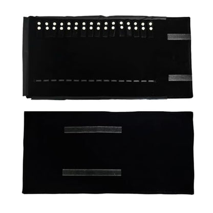 Travel Necklace Organizer, Portable Velvet Jewelry Case,16 Slots | Removable Snap, Foldable, Chains Bracelets Storage Jewelry Roll Bag, Space-Saving,Gift for Women Girls BFF,Black with elastic