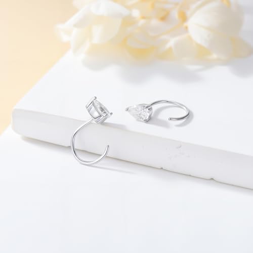 925 Sterling Silver Moissanite Huggie Half Hoop Earrings for Women - style: style 4