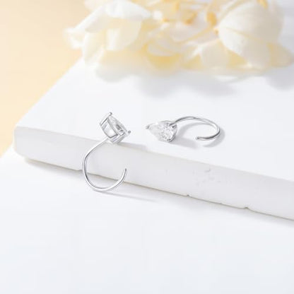 925 Sterling Silver Moissanite Huggie Half Hoop Earrings for Women - style: style 4