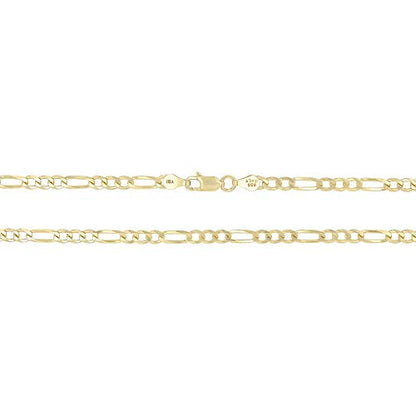14K Gold or Rhodium Plated Silver Figaro Chain For Men | 1mm-13mm Thick | Solid 925 Figaro Italian Necklaces For Men - style: 3.50MM- Yellow
