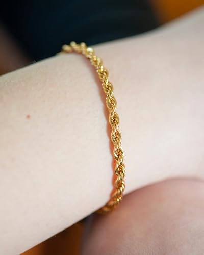 Timeless 18K Gold Vermeil Bracelet for Women, Hypoallergenic Nickel-Free Charm, Durable Everyday Jewelry Gift Tarnish-Resistant - style: Gold Braided Bracelet