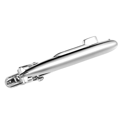 HAWSON Various Tie Clips for Men Unique, Funny Novelty Mens Tie Bar, Personalized Tie Pins for Men, Theme Wedding Party Gifts - style: Silver Submarine