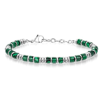 SIUMAL Mens Bracelet, Boho Stainless Steel Bracelets for Men, Beaded Bracelets, Jewelry Gifts for Husband, Father, Friends - color: Dark Green