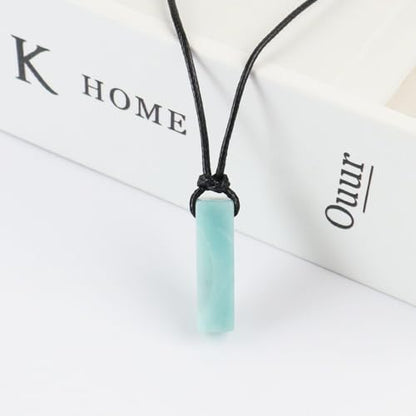 FANASY Natural Gemstone Pendant Necklace for Men Healing Crystal Pendant Adjustable Black Rope Necklace Jewelry Gifts for Women Men - color: Amazonite