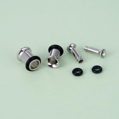 TBOSEN Precise Dimensions Stainless Steel Set Double|Single Flare Tunnel Screw Gauge Ear Expander Stretching Kit Piercing Mixed Size - color: Silver-Single Flare, size: 1.6-10mm(14G-00G)
