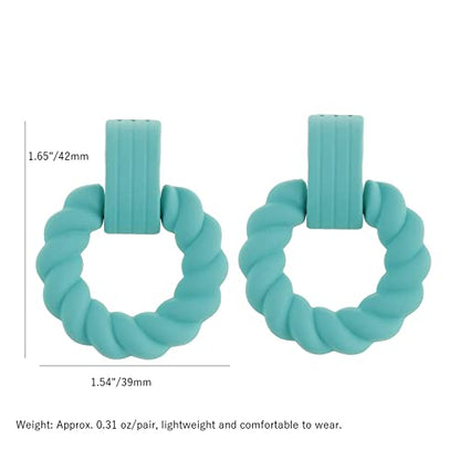 RUOFFETA Rectangle Earrings for Women, Acrylic Square Earrings Twisted Geometric Statement Jewelry - color: Aqua Round
