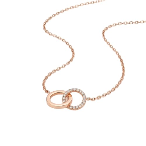 18K Gold Plated Pendant Necklaces - Dainty Minimalist, Waterproof, Non-Tarnish Fashion Jewelry for Women - style: Interlocking Round Pendant