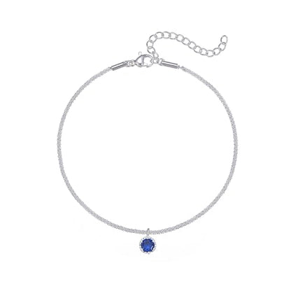 Wellike Silver Ankle Bracelets For Women Waterproof Birthstone Anklets Adjustable Sparkly Chain Silver Plated Stainless Steel Anklet Non Tarnish Jewelry - color: KKWJL185-9