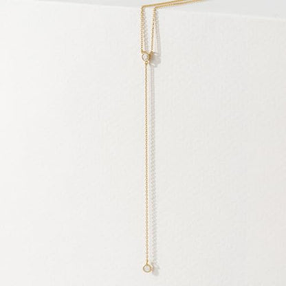 Lariat Gold Necklace for Women Dainty Long 14K Gold Plated Y-Shaped Body Chain Choker Necklace Trendy Non Tarnish Pendant Simple Layered Necklaces Gold Jewelry for Women Set Gift - color: CZ Penddant