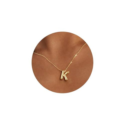 Gold Initial Necklace for Teen Girls Women Letter necklaces Jewelry Gifts | Gifts for Girls Women, Teen Girl Gifts Trendy Stuff, Bubble Letter Pendant Necklace - style: K