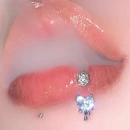 16G CZ Heart Lip Rings Stainless Steel Snake Bite Jewelry for Women Sparkle Disco Ball Labret Jewelry Vertical C-Shaped Lip Rings Hoops Lip Piercing Jewelry 8/10/12mm - size: 8mm