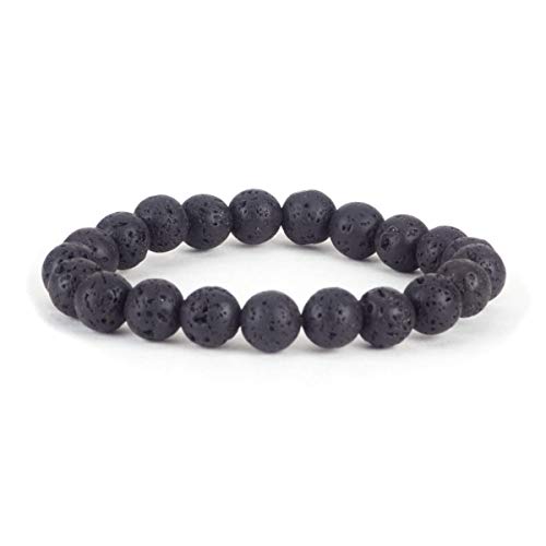 Cherry Tree Collection Tigers Eye Bracelets Plus Over 40 Other Stones – Gemstone Beads for Men & Women, Promotes Protection, Courage, Focus, Balance & Luck – Available in S, M, L with 8mm Round Beads - color: Lava, size: Large