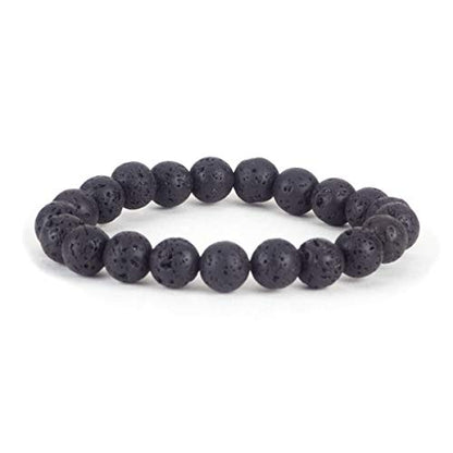 Cherry Tree Collection Tigers Eye Bracelets Plus Over 40 Other Stones – Gemstone Beads for Men & Women, Promotes Protection, Courage, Focus, Balance & Luck – Available in S, M, L with 8mm Round Beads - color: Lava, size: Small
