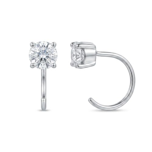925 Sterling Silver Moissanite Huggie Half Hoop Earrings for Women - style: style 13