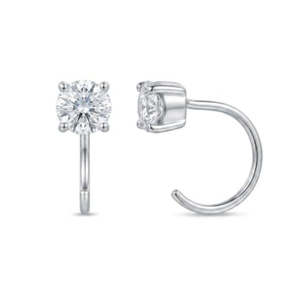 925 Sterling Silver Moissanite Huggie Half Hoop Earrings for Women - style: style 13