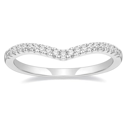 TIGRADE Cubic Zirconia Eternity Band V Shape CZ Stacking Engagement Ring for Women Size 3-12.5 - color: Silver
